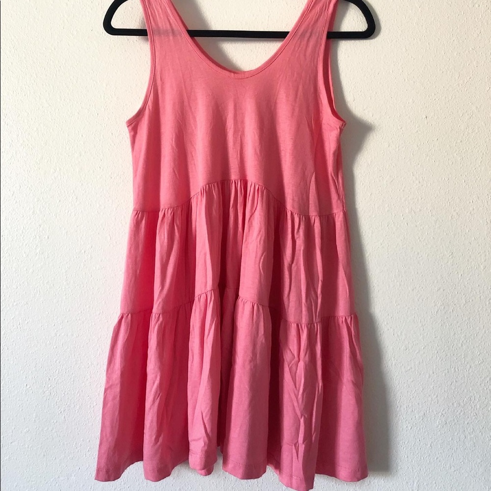 Pink dress one piece frill sleeveless cotton iner
